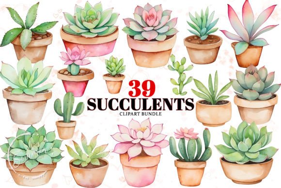 Download Watercolor Succulent Stickers Clipart - Art Collection