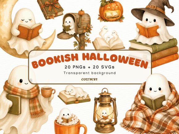 Download Bookish Halloween Watercolor Clipart PNG - Art Collection