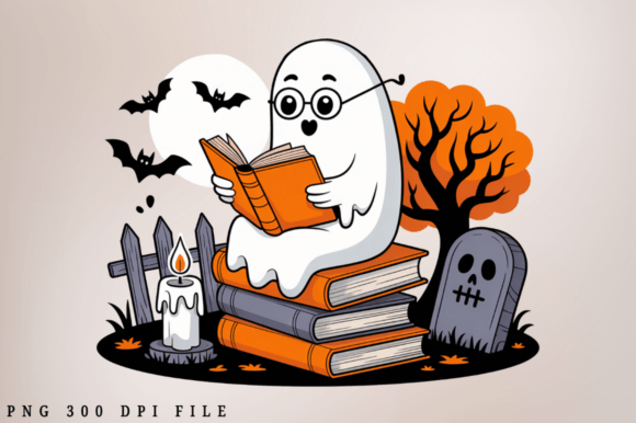Download Cute Boo Ghost Reading Books PNG Clipart - Art Collection