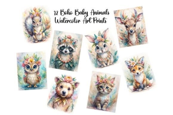 Download 12 Boho Baby Animals Wall Art Set 1 - Art Collection