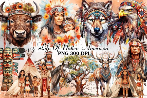 Download Life of Native American Clipart Bundle - Art Collection