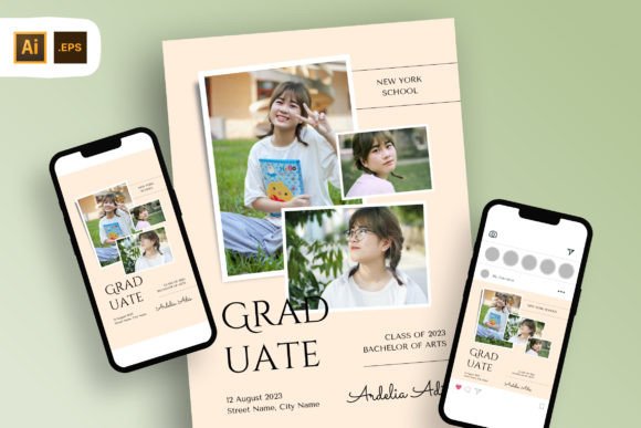 Download Triple Photo Graduation Party Invitation - Art Collection