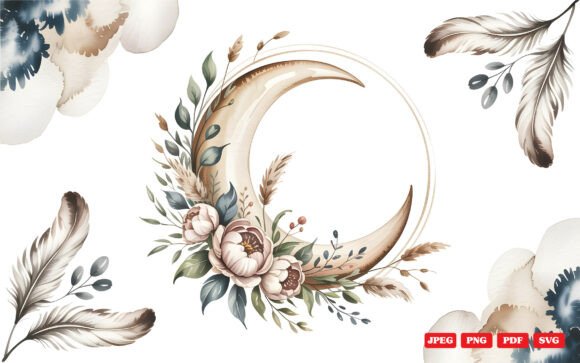Download Crescent Moon Watercolor Clipart - Art Collection