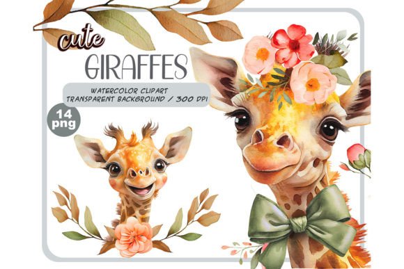Download Watercolor Cute Baby Giraffes Clipart - Art Collection