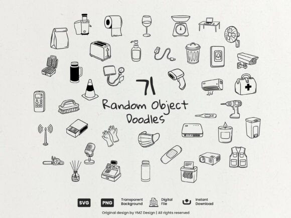 Download Random Object Doodles Clipart Pack - Art Collection