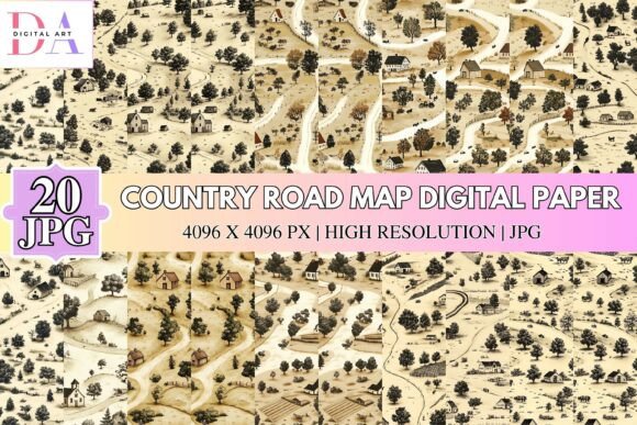 Download Country Road Map Digital Paper - Premium Resources