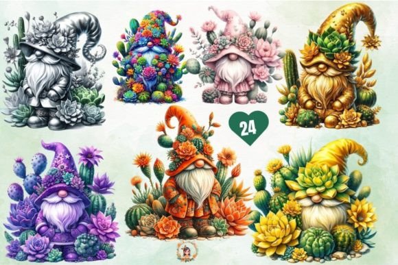 Download Watercolor Cute Gnome Succulent Cactus - Watercolor Collection