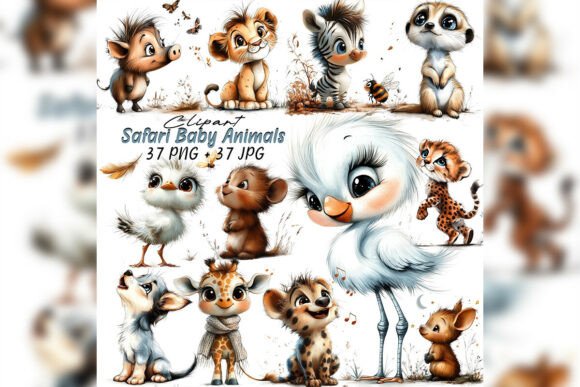 Download Whimsical Safari Baby Animals Clipart - Art Collection