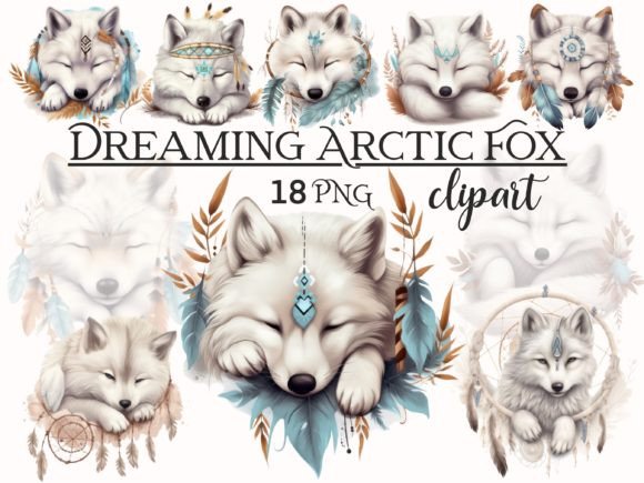 Download Cute Dreaming Arctic Fox Boho Clipart - Art Collection