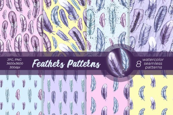 Download Feathers Patterns Watercolor Patterns - Watercolor Collection