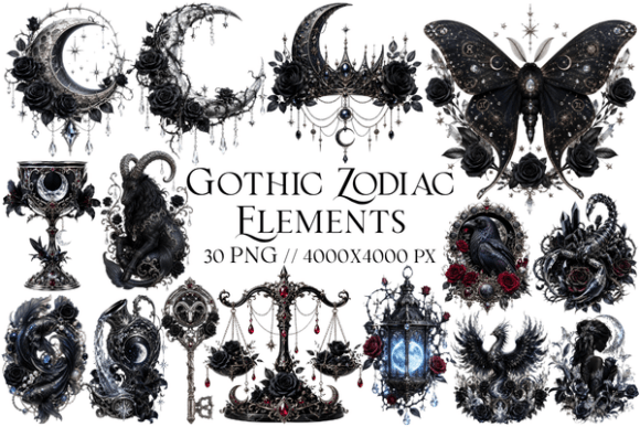 Download Gothic Zodiac Elements Clipart PNG - Art Collection