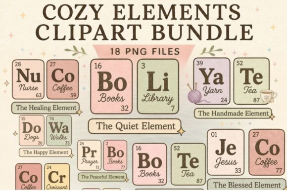 Download Cozy Elements Clipart Bundle PNG, Faux - Art Collection