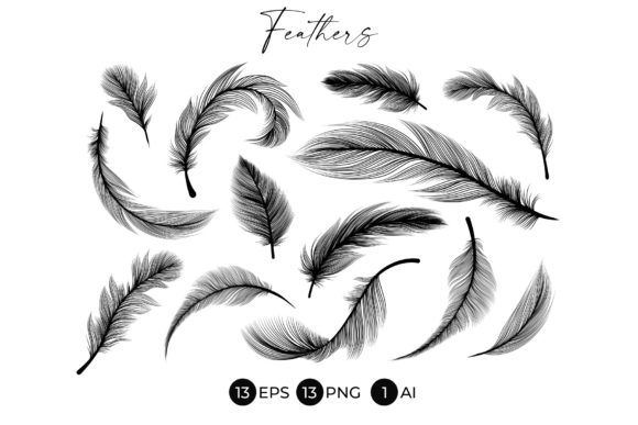 Download Black Feathers Stencil Boho Line Art - Art Collection