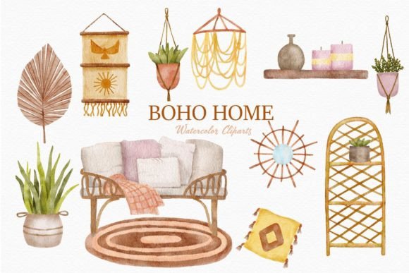 Download Boho Home Things Clipart Sofa Plant Pot - Art Collection