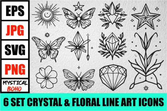 Download Mystic Boho Celestial Line Art Pack - Art Collection