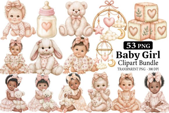 Download Baby Girl Clipart PNG Bundle - Art Collection