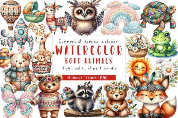 Download Boho Baby Clipart Bundle Boho Animals - Art Collection