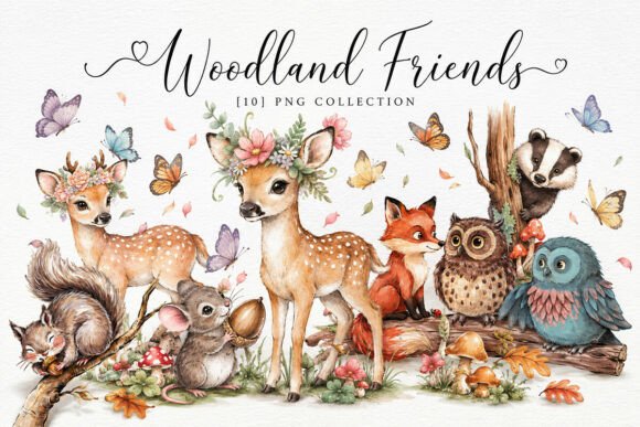 Download Cute Forest Animals Clipart PNG Bundle - Art Collection