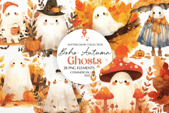 Download Boho Autumn Ghosts Clipart Sublimation - Art Collection
