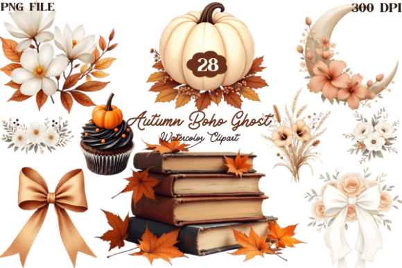 Download Watercolor Autumn Boho Ghost Clipart - Art Collection