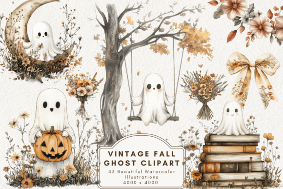Download Vintage Fall Ghost Clipart - Art Collection