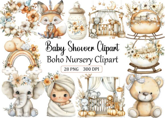 Download Baby Shower Clipart Boho Nursery Clipart - Art Collection