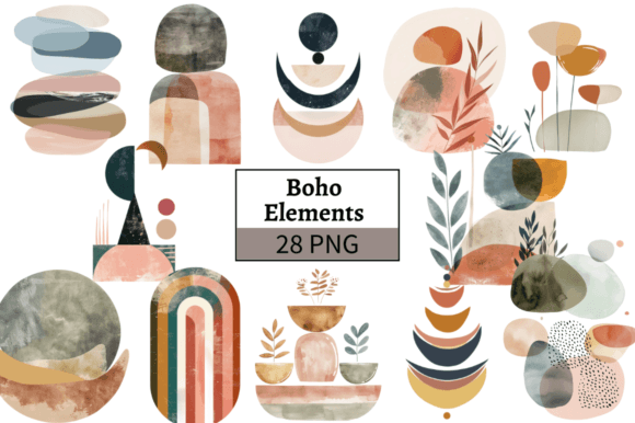 Download Watercolor Boho Elements Clipart Bundle - Art Collection