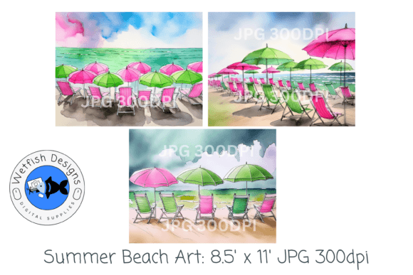 Download Summer Beach Watercolor Digital Prints 4 - Watercolor Collection
