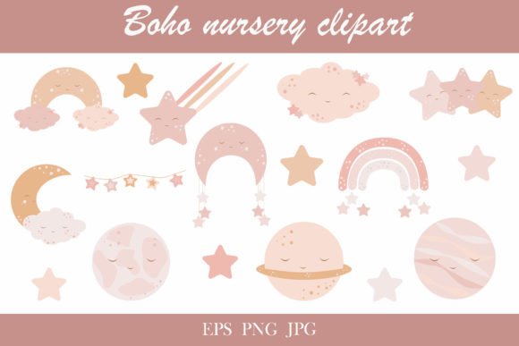 Download Boho Nursery Clipart Set. Baby Wall Déco - Art Collection