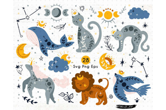 Download Cute Celestial Boho Animals SVG Bundle - Svg Collection