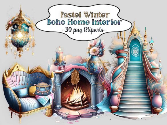 Download Pastel Winter Boho Home Interior Clipart - Art Collection