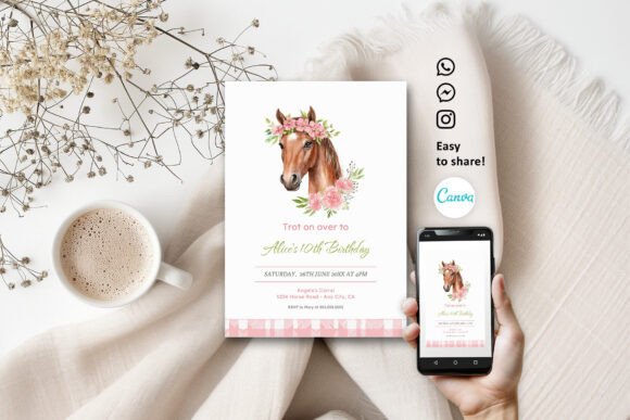 Download Boho Party with Garland Horse Invitation - Art Collection