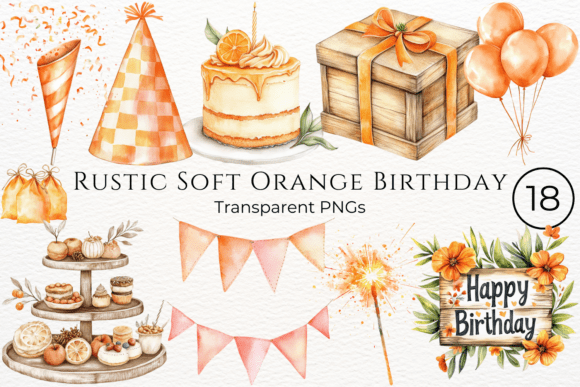 Download Rustic Soft Orange Birthday Clipart - Art Collection