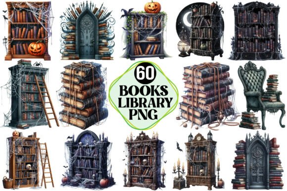 Download Spooky Books Library Clipart - Art Collection