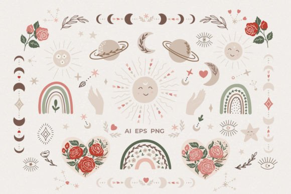 Download Celestial Boho Spring Clipart PNG - Art Collection