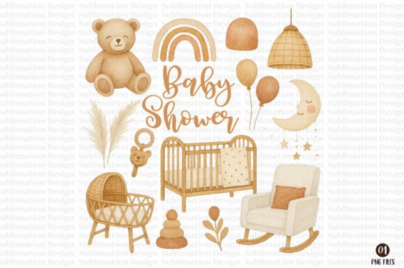 Download Baby Shower Boho Nursery Clipart - Art Collection