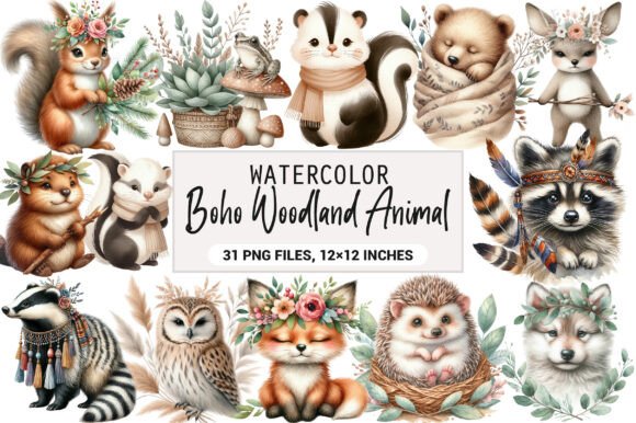 Download Boho Woodland Animal Clipart Bundle - Art Collection