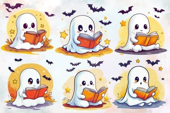 Download Bookish Halloween Ghost PNG Clipart - Art Collection