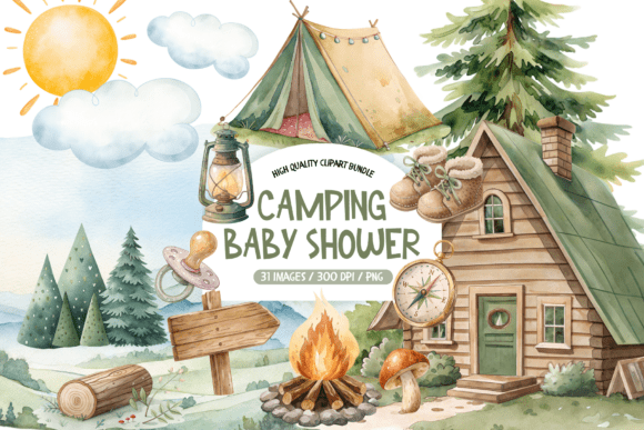 Download Camping Baby Shower Clipart - Art Collection