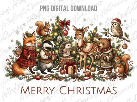 Download Christmas Forest Animals Clipart PNG - Art Collection
