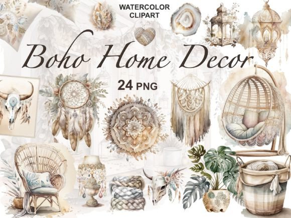 Download Watercolor Boho Home Decor Clipart - Art Collection