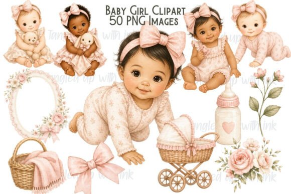 Download Baby Girl Clipart PNG Bundle - Art Collection