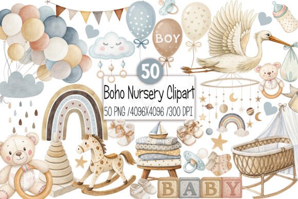 Download Baby Shower Clipart,Boho Nursery Clipart - Art Collection