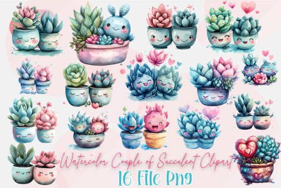 Download Watercolor Couple of Succulent Clipart - Art Collection