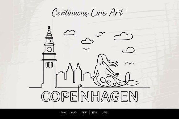 Download Copenhagen Skyline Continuous Line Art – - Art Collection