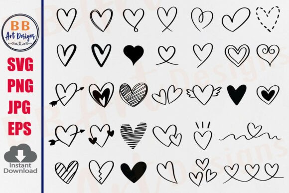 Download Heart SVG Bundle Heart Doodle Hand Drawn - Art Collection