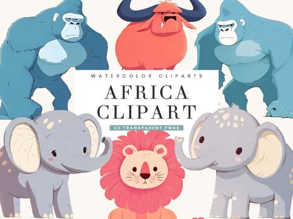 Download Watercolor Africa Animal Clipart Bundle - Art Collection