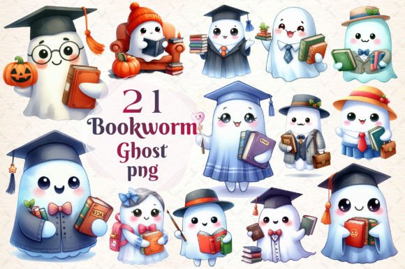 Download Ghost Bookworm Sublimation Clipart - Art Collection