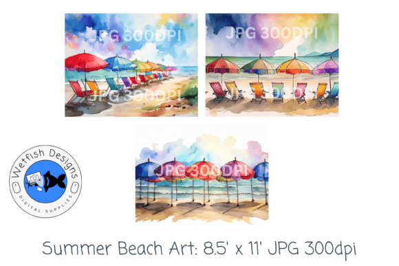 Download Summer Beach Watercolor Digital Prints - Watercolor Collection
