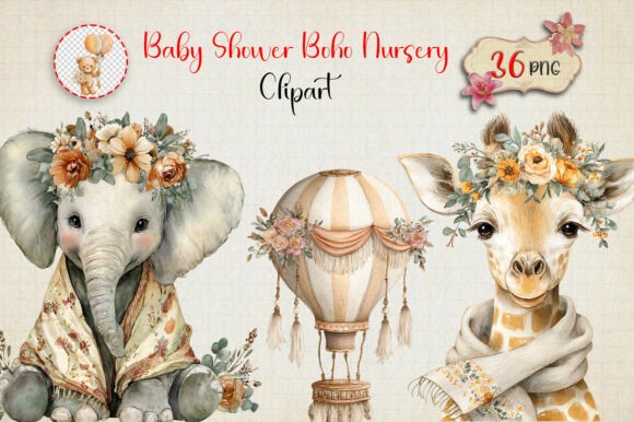 Download Baby Shower Boho Nursery Clipart - Art Collection